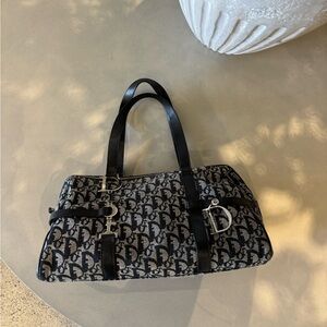 Vintage Dior Trotter Zip Shoulder Bag Diorissimo Canvas